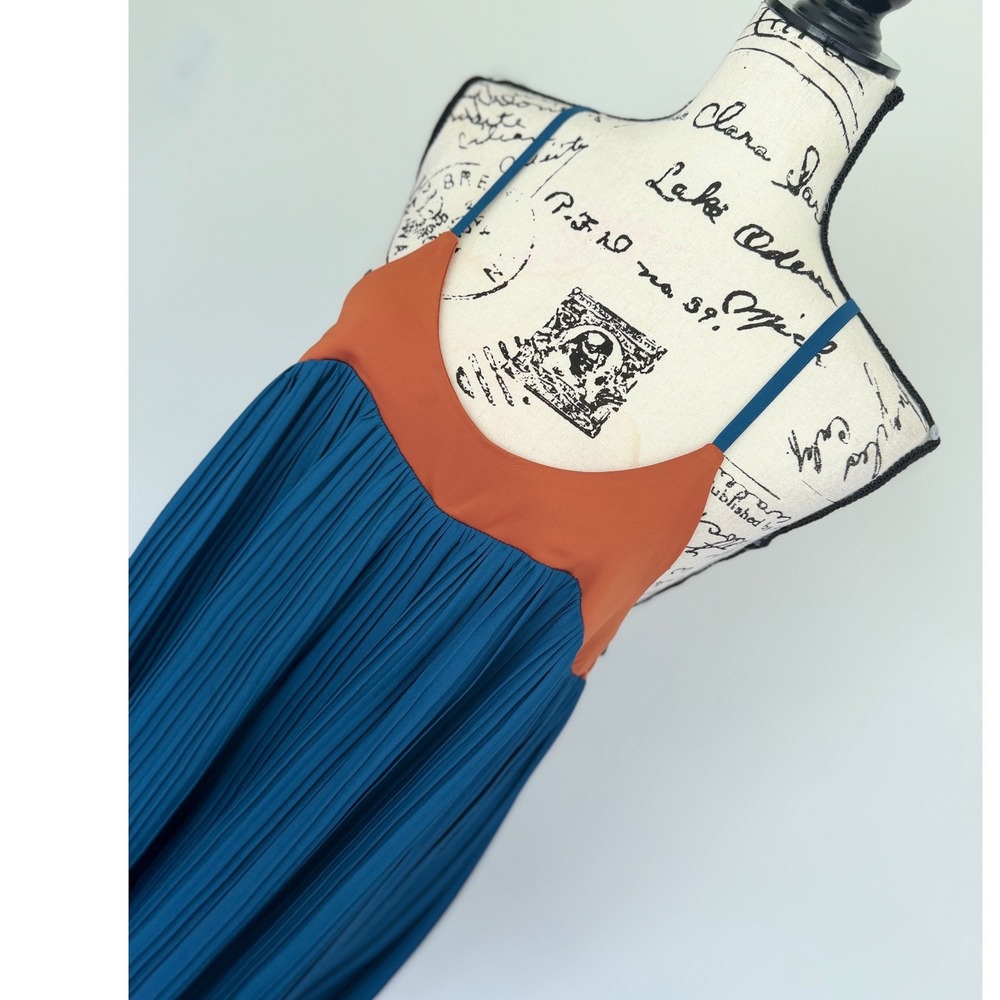 Nasty Gal Collection Plisse Wide Leg Jumpsuit Teal Orange Two Tone Size 4‎ - Picture 8 of 16